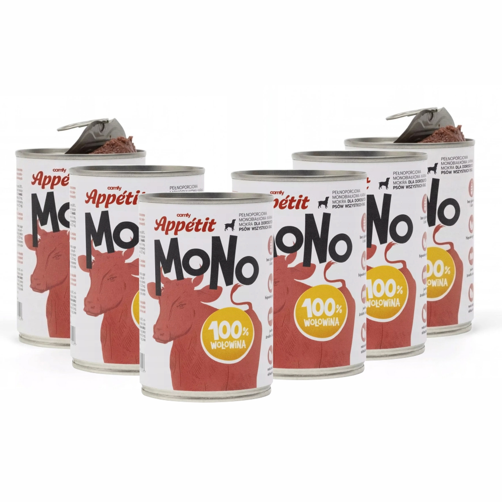 Comfy Appetit Mono Wołowina Monoproteinowa Karma Mokra Dla Psa Puszka Zestaw 6 sztuk 400g